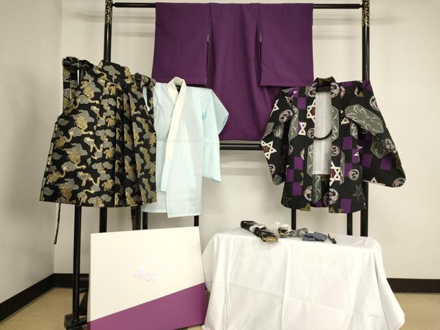 平和屋本店[]七五三 男の子 5歳 祝着・長襦袢(単衣)・羽織・行灯袴・小物セット 式部浪漫 吉祥文 金銀彩 箱付き 洗える着物 AABG3171ja