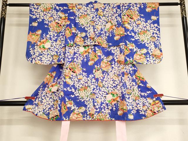 平和屋着物[]七五三 女の子 ３歳 祝着 三つ身 刺繍 絞り 花車文 平和屋着物[]七五三　女の子　３歳　祝着　三つ身　花籠文　暈し染め　金銀彩　逸品　DABA3697ma