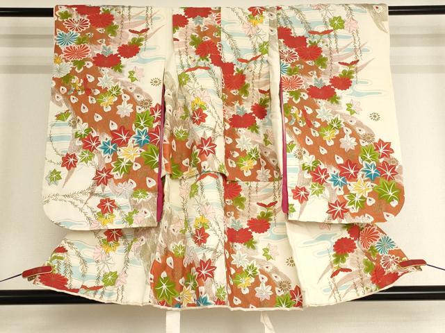 平和屋着物[]七五三　女の子　３歳　祝着　三つ身　孔雀羽文　金彩　正絹　逸品　AABG3355ja 25,350円