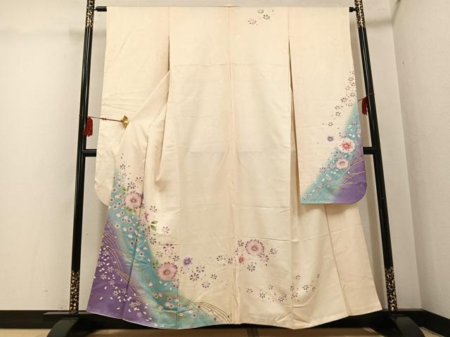 平和屋着物○豪華振袖 舞花文 暈し染め 金彩 正絹 逸品 AABG3441ph