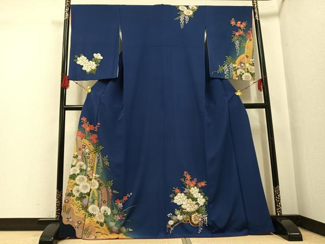 平和屋着物○訪問着 草花文 暈し染め 金彩 正絹 逸品 AABG3444ph