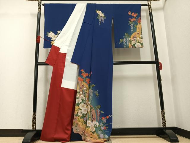 平和屋着物○訪問着 草花文 暈し染め 金彩 正絹 逸品 AABG3444ph