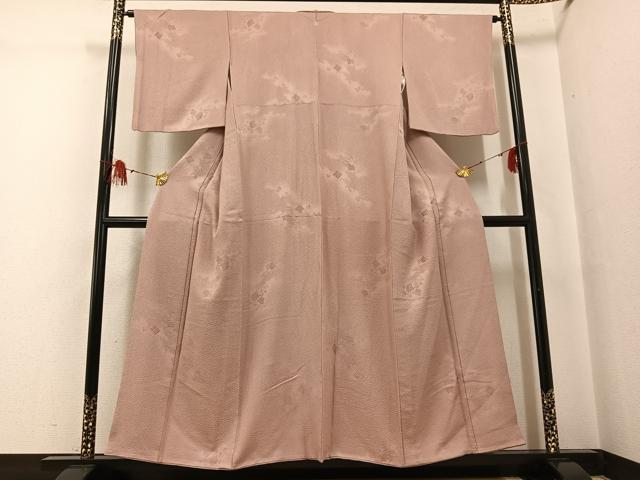 平和屋着物●上質な色無地　源氏香　花唐草地紋　水柿色　正絹　逸品　AABG3458ph_1