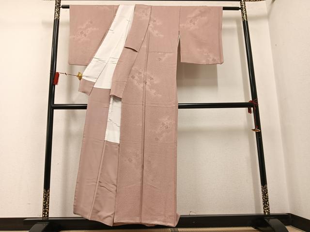 平和屋着物●上質な色無地　源氏香　花唐草地紋　水柿色　正絹　逸品　AABG3458ph_2