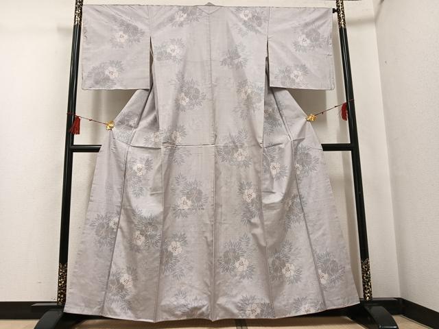 平和屋着物●本場大島紬　白大島　草花文　正絹　逸品　未使用　AABG3463ph_1