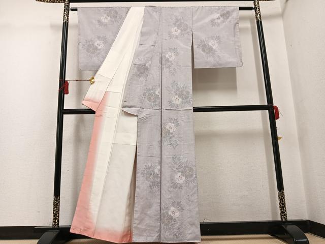 平和屋着物●本場大島紬　白大島　草花文　正絹　逸品　未使用　AABG3463ph_2