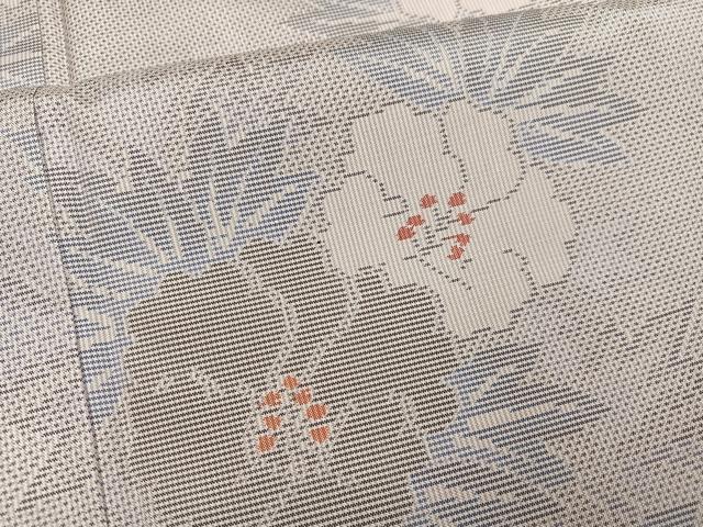 平和屋着物●本場大島紬　白大島　草花文　正絹　逸品　未使用　AABG3463ph_5