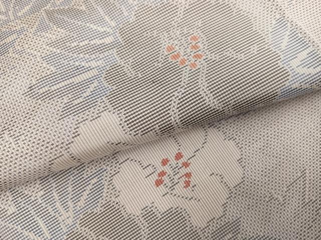 平和屋着物●本場大島紬　白大島　草花文　正絹　逸品　未使用　AABG3463ph_4