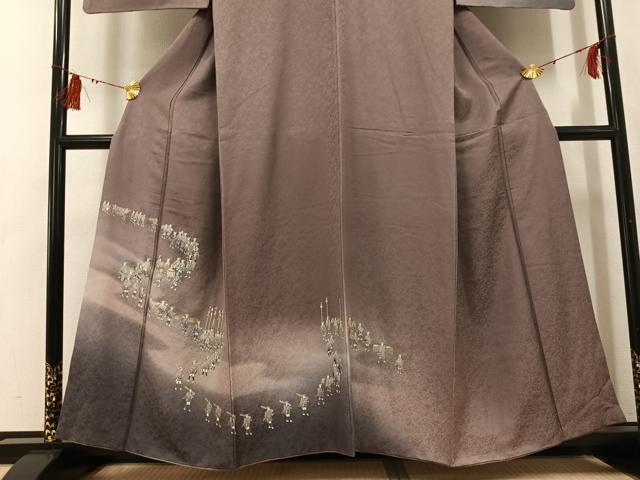 平和屋着物●訪問着　大名行列　暈し染め　銀彩　正絹　逸品　AABG3465ph_2