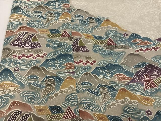 平和屋着物●訪問着　紅型　遠山風景文　正絹　逸品　AABG3467ph 平和屋着物○訪問着 紅型 遠山風景文 正絹 逸品 AABG3467phの通販はau