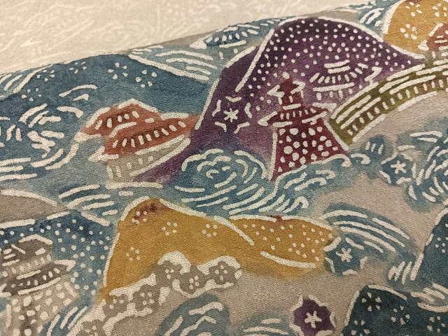 平和屋着物●訪問着　紅型　遠山風景文　正絹　逸品　AABG3467ph_5