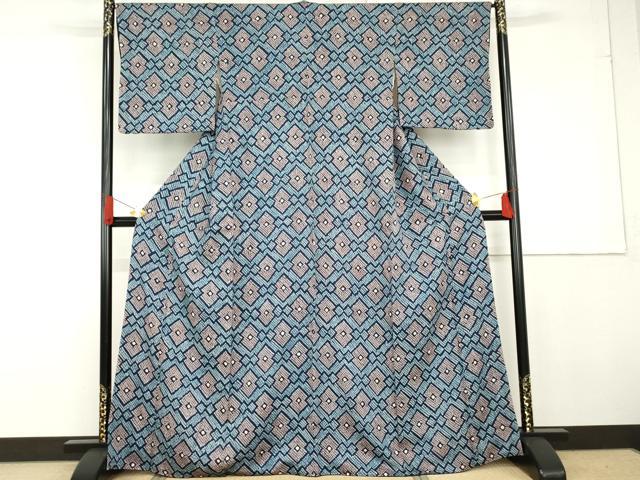 平和屋着物●上質な小紋　総絞り　松皮菱文　高島屋扱い　正絹　逸品　AABG3518cs
