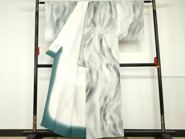 平和屋着物●染色家 岩浅公展　小紋　霞流水文　暈し染め　正絹　逸品　AABG3519cs_1