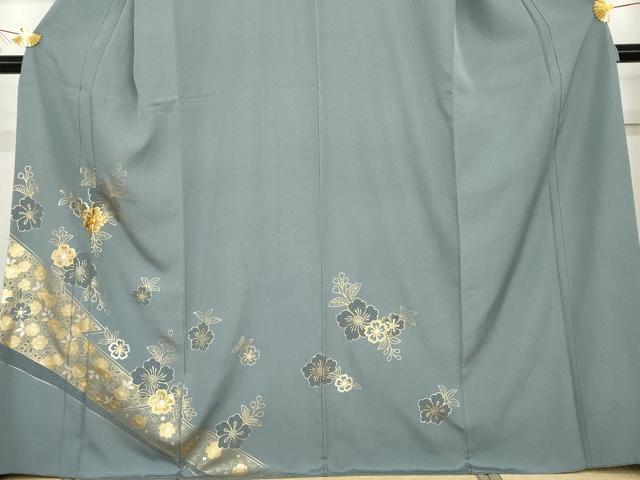 平和屋着物●訪問着　駒刺繍　草花文　金銀彩　正絹　逸品　AABG3547cs_2