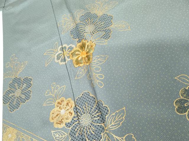 平和屋着物●訪問着　駒刺繍　草花文　金銀彩　正絹　逸品　AABG3547cs_3