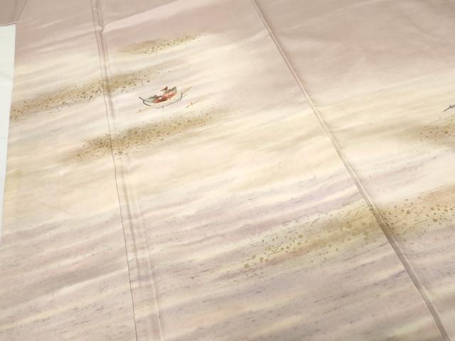平和屋着物●訪問着　紬地　刺繍　吹き寄せ花文　金糸　金彩　正絹　逸品　AABG3548cs_4