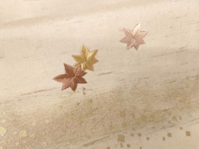 平和屋着物●訪問着　紬地　刺繍　吹き寄せ花文　金糸　金彩　正絹　逸品　AABG3548cs_6