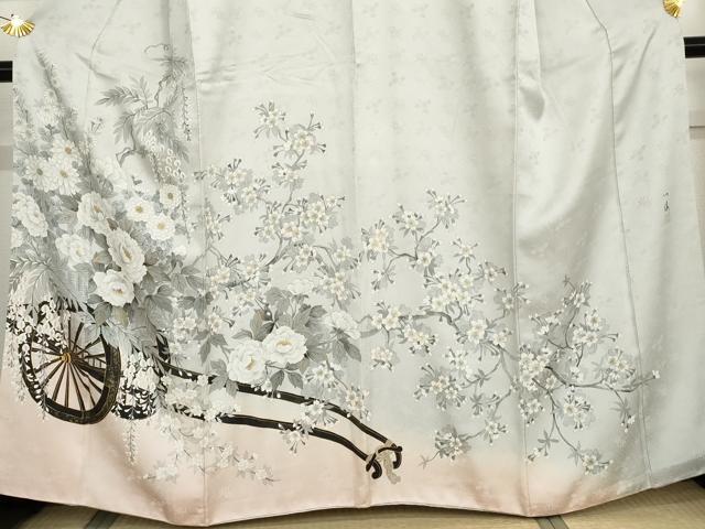 平和屋着物○訪問着 友禅 枝花文 暈し染め 金彩 正絹 逸品