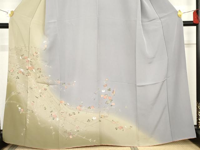 平和屋着物●訪問着　友禅　枝花文　暈し染め　正絹　逸品　AABG3606cs_2