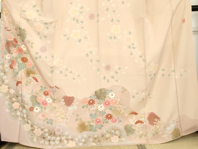 平和屋着物●訪問着　友禅　駒刺繍　慶彩小袖　雪輪枝花文　金彩　正絹　逸品　AABG3614cs_2