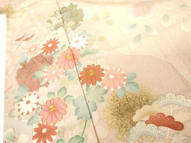 平和屋着物●訪問着　友禅　駒刺繍　慶彩小袖　雪輪枝花文　金彩　正絹　逸品　AABG3614cs_3