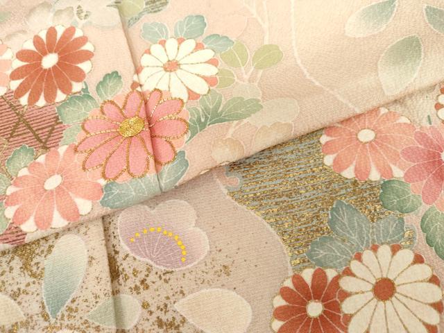 平和屋着物●訪問着　友禅　駒刺繍　慶彩小袖　雪輪枝花文　金彩　正絹　逸品　AABG3614cs_5