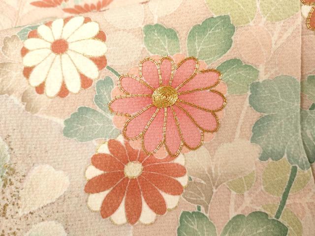 平和屋着物●訪問着　友禅　駒刺繍　慶彩小袖　雪輪枝花文　金彩　正絹　逸品　AABG3614cs_6