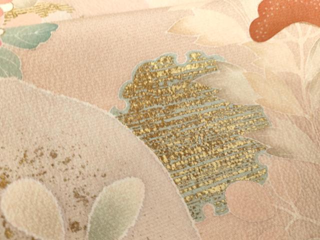 平和屋着物●訪問着　友禅　駒刺繍　慶彩小袖　雪輪枝花文　金彩　正絹　逸品　AABG3614cs_7