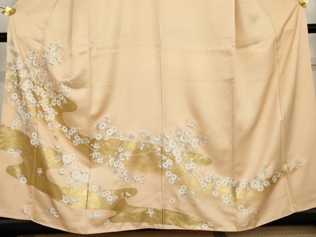 平和屋着物●訪問着　駒刺繍　枝花文　金彩　正絹　逸品　AABG3626cs_2