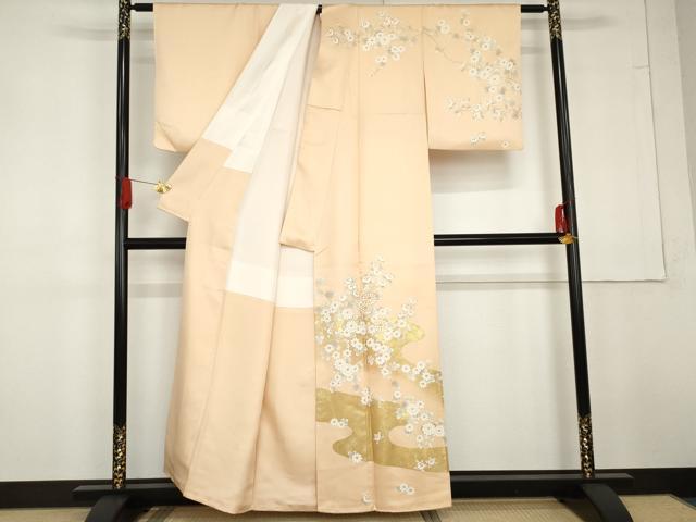 平和屋着物●訪問着　駒刺繍　枝花文　金彩　正絹　逸品　AABG3626cs_1