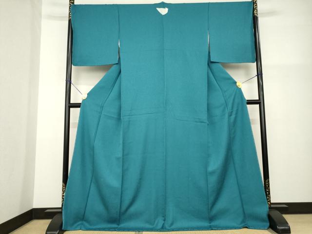 平和屋着物●上質な色無地　花唐草地紋　高麗納戸色　やまと誂製　ロング丈　正絹　逸品　未使用　AABG3643ck_1