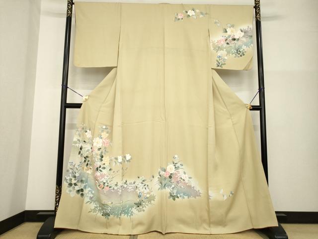 平和屋着物●訪問着　友禅　鴛鴦花文　正絹　逸品　AABH7099ck 平和屋着物○訪問着 友禅 風景花文 鬼しぼ縮緬 正絹 逸品 AABD9958ckの