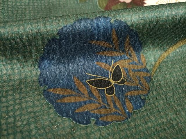 平和屋着物●森英恵・HANAE MORI　訪問着　雪輪花蝶文　芝　金彩　金通し地　正絹　逸品　AABG3684ck_6