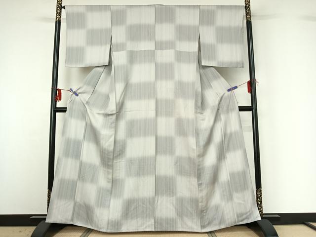 平和屋着物▽上質な小紋　単衣　縞　暈し染め　正絹　逸品　AABG3744jh_1