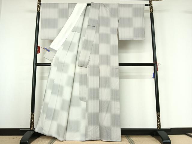 平和屋着物▽上質な小紋　単衣　縞　暈し染め　正絹　逸品　AABG3744jh_2