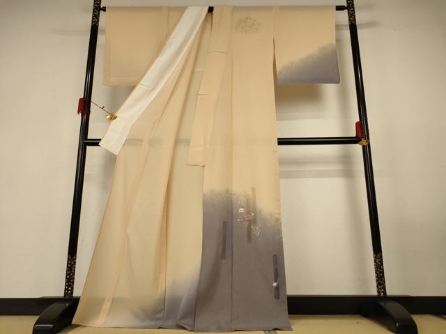 平和屋着物＊夏物　訪問着　絽　刺繍　草花文　暈し染め　金彩　高島屋扱い　ロング丈　正絹　逸品　AABG3867jd_1