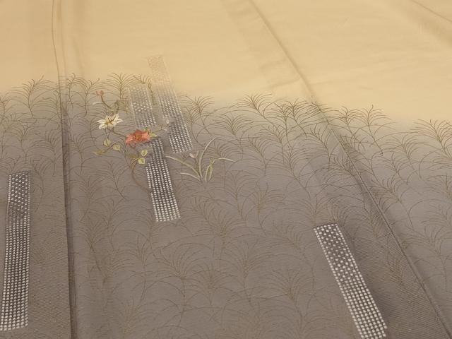 平和屋着物＊夏物　訪問着　絽　刺繍　草花文　暈し染め　金彩　高島屋扱い　ロング丈　正絹　逸品　AABG3867jd_3