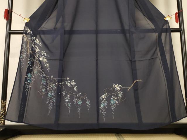 平和屋着物＊夏物　訪問着　絽　手描き　枝花文　金彩　正絹　逸品　AABG3877jd_2