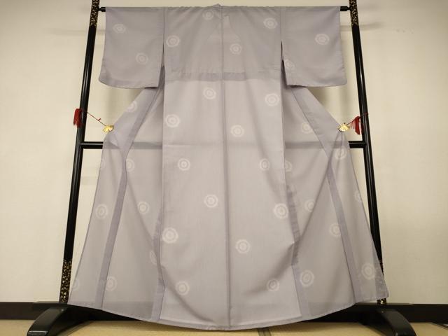 平和屋着物＊夏物　小紋　絽　丸文　洗える着物　AABG3887jd_1