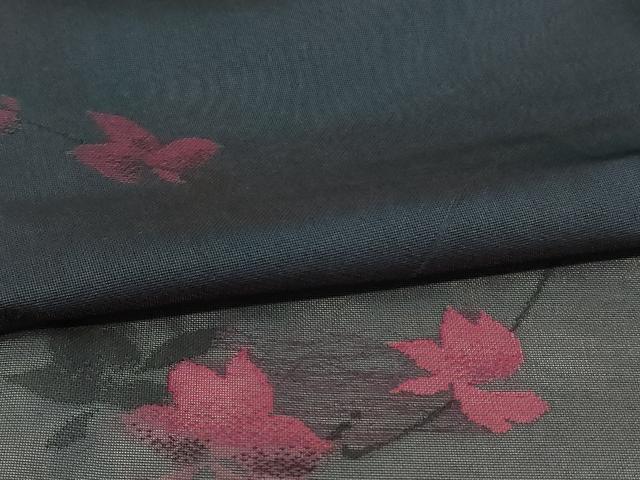 平和屋着物＊夏物　小紋　紗　草花文　正絹　逸品　AABG3965jd_4