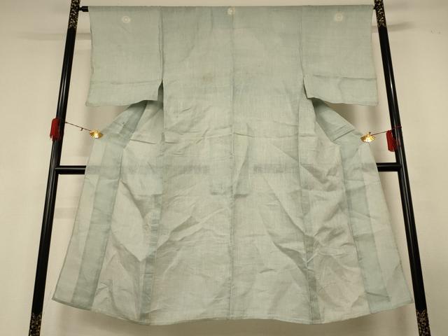 平和屋着物＊夏物　男性　色紋付　紗　白緑色　麻　逸品　AABG3967jd 平和屋着物＊夏物 男性 色紋付 紗 白緑色 麻 逸品 AABG3967jd