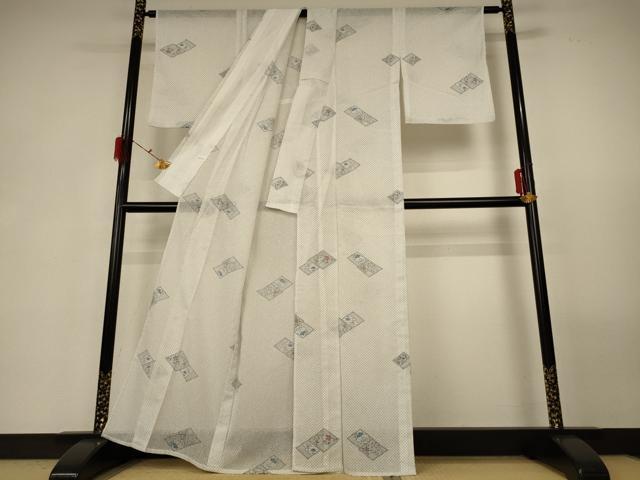 平和屋着物＊夏物　小紋　紗　花菱文　洗える着物　AABG3983jd_2