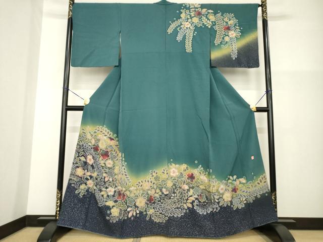 平和屋着物●訪問着　作家物　辻が花　舞花文　暈し染め　正絹　逸品　AABG4020ck