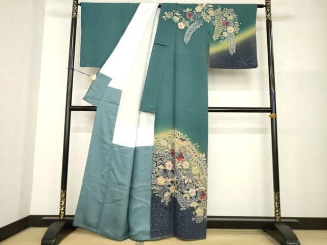 平和屋着物●訪問着　作家物　辻が花　舞花文　暈し染め　正絹　逸品　AABG4020ck_1