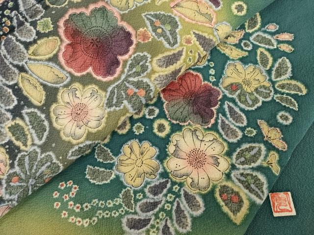 平和屋着物●訪問着　作家物　辻が花　舞花文　暈し染め　正絹　逸品　AABG4020ck_8