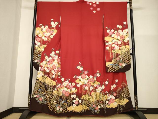 平和屋着物●豪華振袖　吉祥花籬文　暈し染め　正絹　逸品　AABG4055ck
