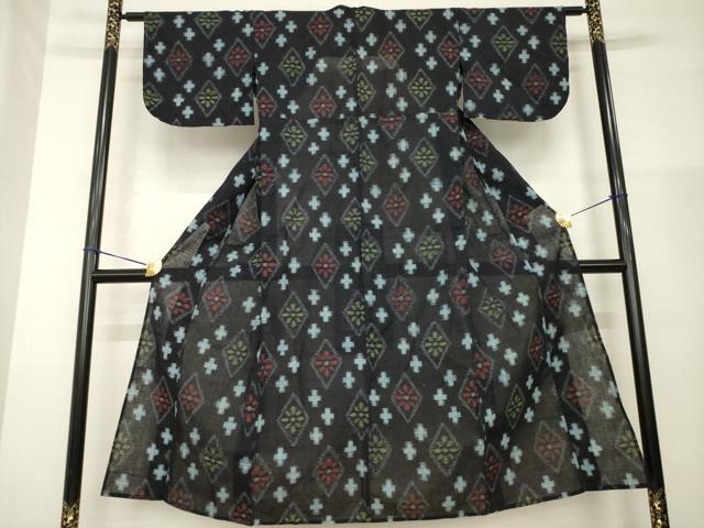 平和屋着物●久留米絣　単衣　綿　逸品　AABG4074ck_1