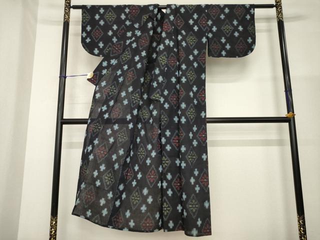 平和屋着物●久留米絣　単衣　綿　逸品　AABG4074ck_2