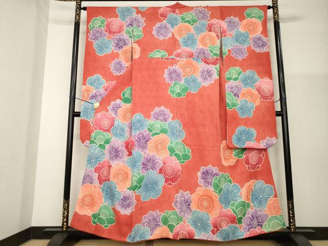 平和屋着物○豪華振袖 舞花文 暈し染め 銀糸 新通し地 ロング丈 正絹