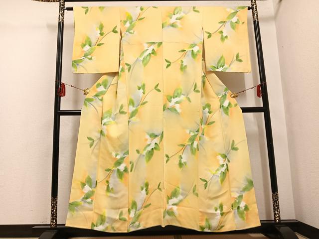 平和屋着物●上質な小紋　地紋起こし　草花文　暈し染め　正絹　逸品　AABG4131ph